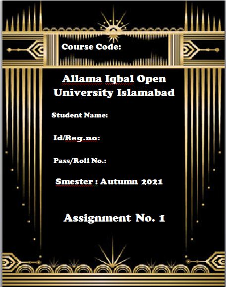 aiou assignment cover page 2022